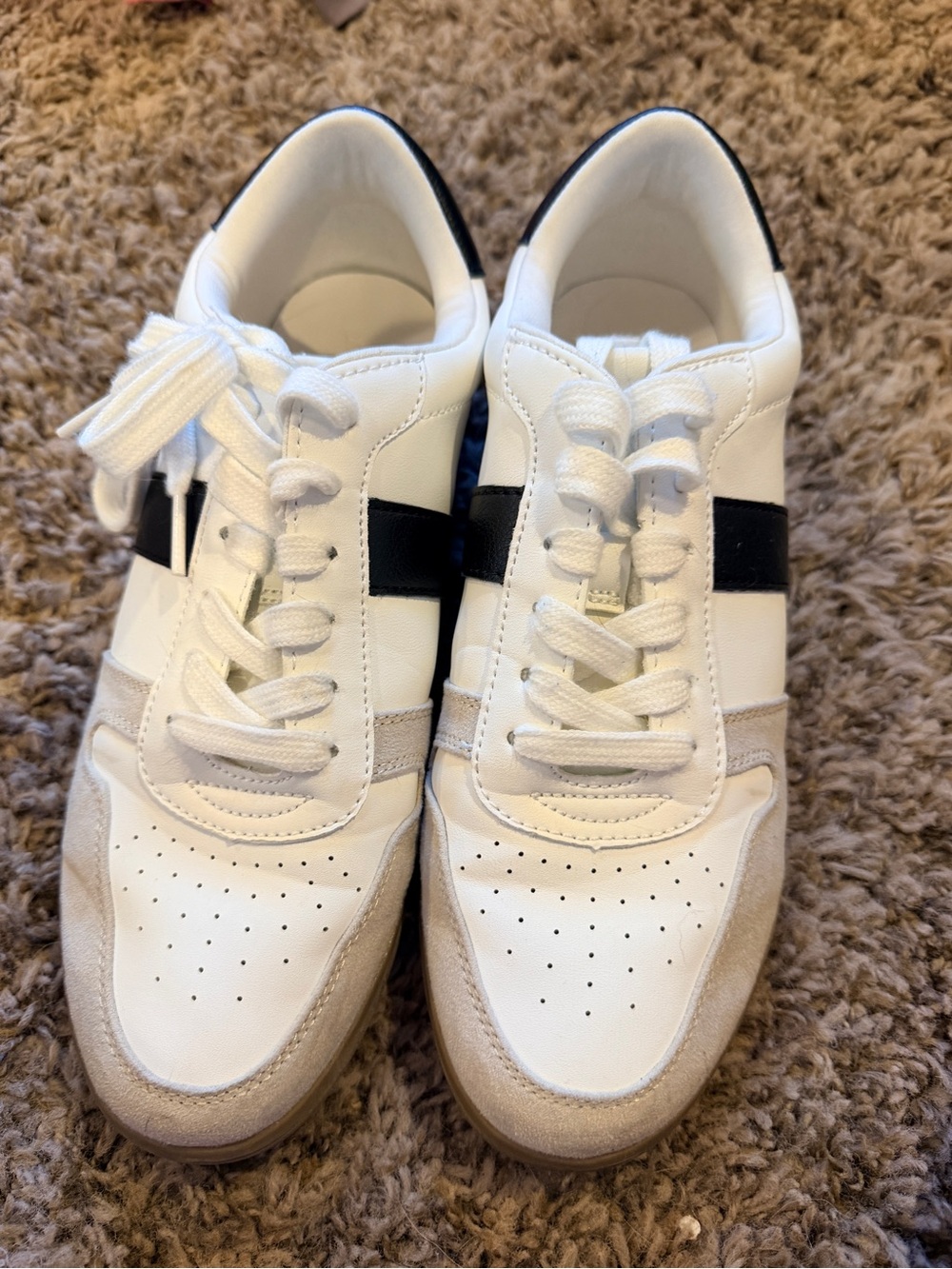 Women’s White and Black Low-Top Sneakers